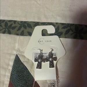 NWT! Cato Silver Cross Necklace & Earring Set